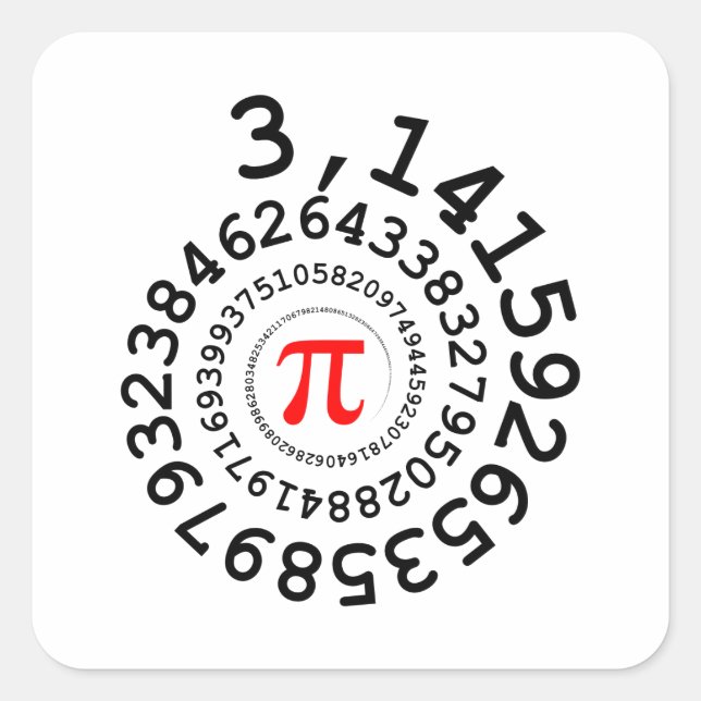 Original spiral of digits Pi number 3,14... Square Sticker (Front)