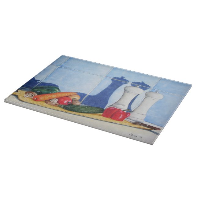 original still life painting of vegatables cutting board (Corner)
