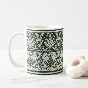 Original Style White isolated cross-stitch pattern Coffee Mug