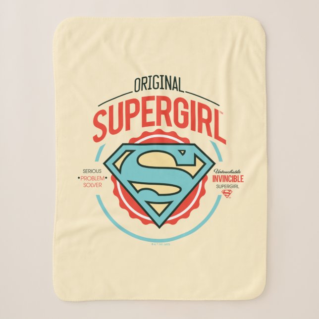 Original Supergirl Vintage Logo Badge Sherpa Blanket (Front)