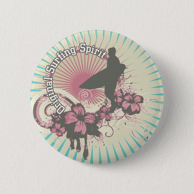 Original Surfing Spirit Tshirts and Gifts 2 Inch Round Button (Front)