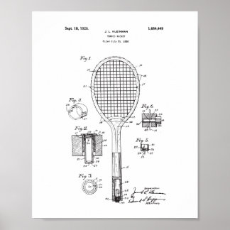 Original Tennis Racket Patent Poster - Vintage