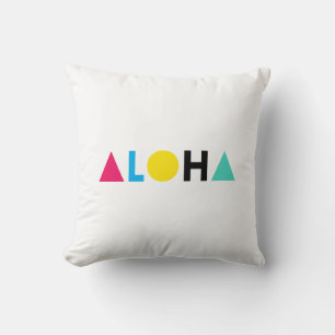Original text ALOHA colour letters Classic Round S Throw Pillow