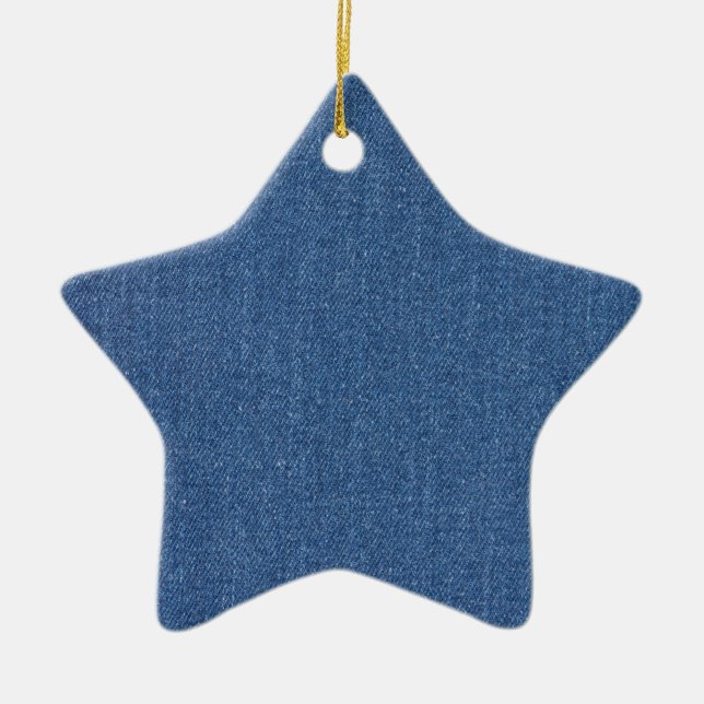 Original textile fabric blue fashion jean denim ceramic ornament (Front)