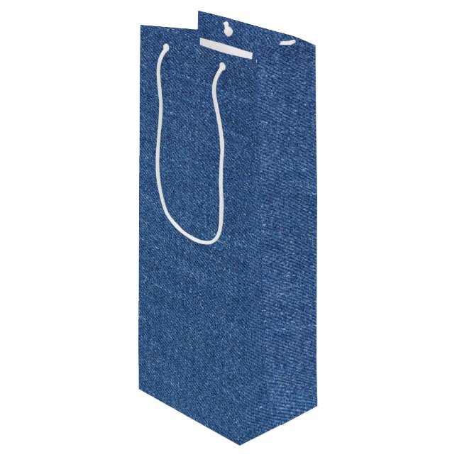 Original textile fabric blue fashion jean denim wine gift bag (Front Angled)