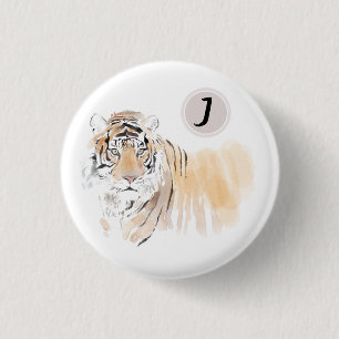 Original Tiger Watercolor Chinese Zodiac Birthday 1 Inch Round Button