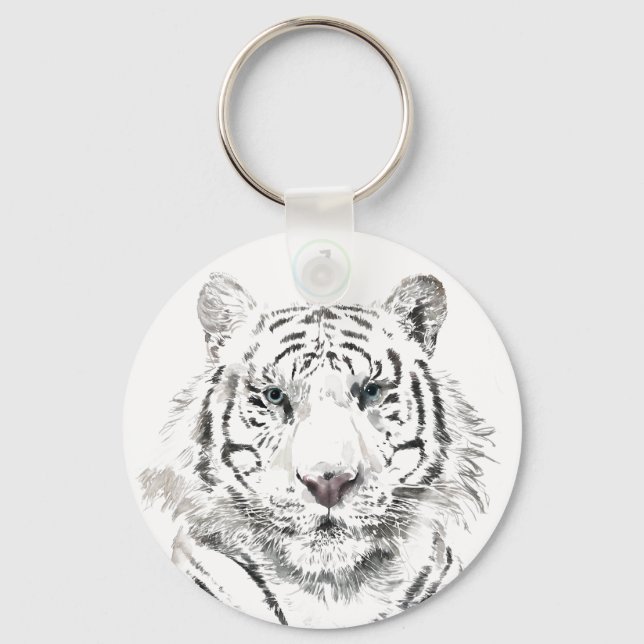Original Tiger Watercolor Chinese Zodiac Birthday Keychain (Front)