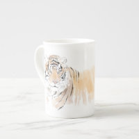 Original Tiger Watercolor Chinese Zodiac Initial M