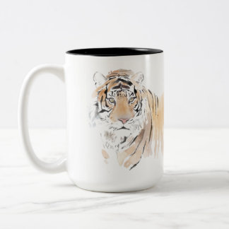 Original Tiger Watercolor Chinese Zodiac Monogram Two-Tone Coffee Mug