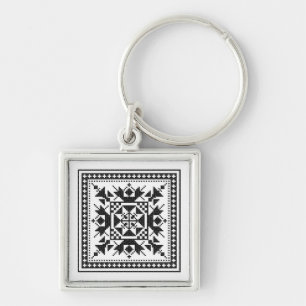 Original traditional ethnic Black cross-stitch Keychain