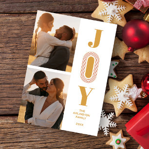 Original Trend JOY Quote Christmas 2 Photos Holiday Card