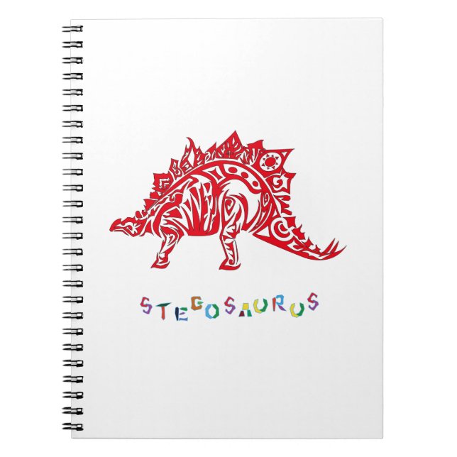 Original Tribal Style Design Stegosaurus with Neme Notebook (Front)