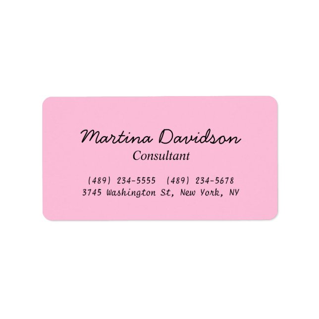 Original Unique Pink Creative Handwriting Label (Front)