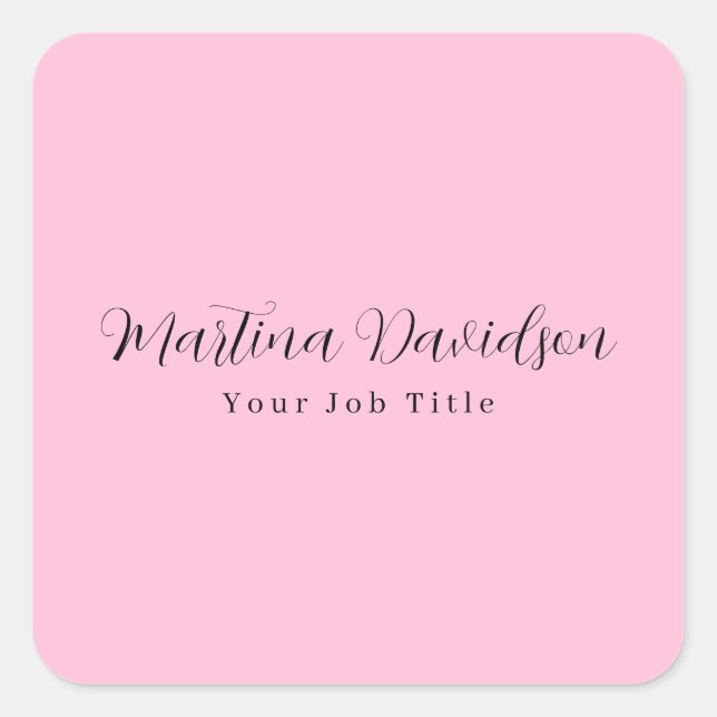 Original Unique Pink Creative Handwriting Square Sticker (Front)