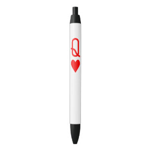Original  Valentine's Day Queen of hearts symbol Black Ink Pen