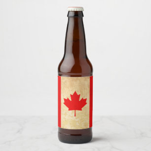 Original Vintage Patriotic National Flag of CANADA Beer Bottle Label
