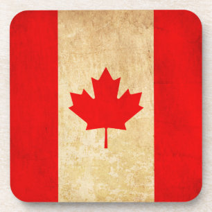 Original Vintage Patriotic National Flag of CANADA Coaster