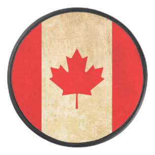 Original Vintage Patriotic National Flag of CANADA Hockey Puck