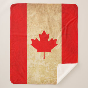 Original Vintage Patriotic National Flag of CANADA Sherpa Blanket