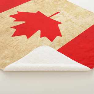 Original Vintage Patriotic National Flag of CANADA Sherpa Blanket