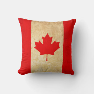 Original Vintage Patriotic National Flag of CANADA Throw Pillow
