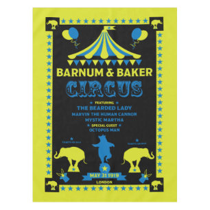 Original Vintages Inspired Circus Art  Tablecloth