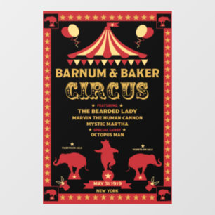 Original Vintages Inspired Circus  T-Shirt Window Cling