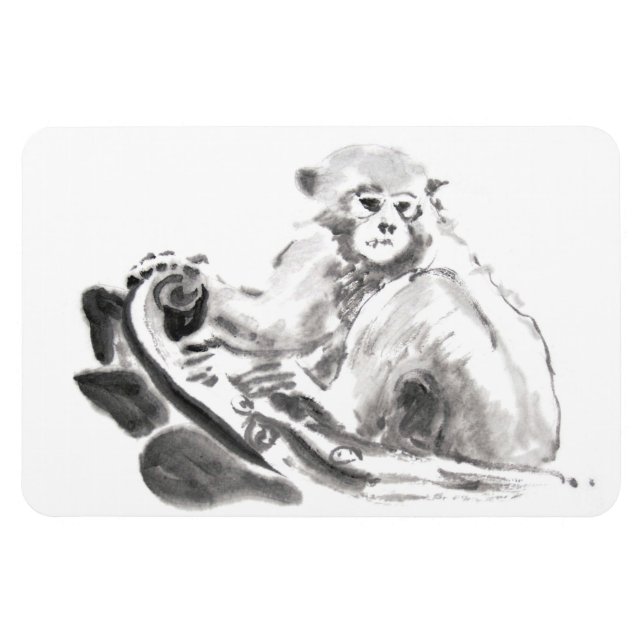 Original Wash Painting Monkey Year Zodiac Magnet (Horizontal)
