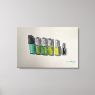 Original Watercolor Art Nailpolish In Green Canvas Print
