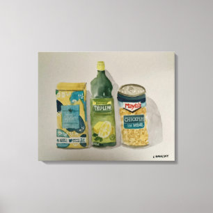 Original Watercolor “Chamomile Tea &Lemon Juice” Canvas Print
