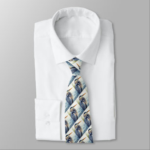 Original watercolor Great Blue Heron Bird Tie