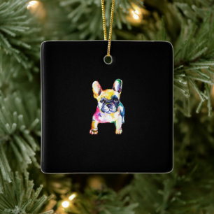 Original Watercolor Hand French Bulldog Gift Ceramic Ornament