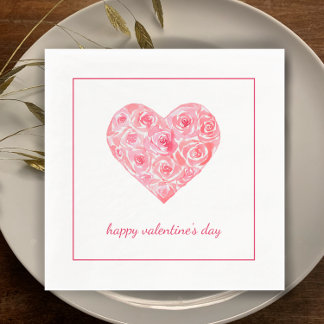 Original Watercolor Heart Custom Valentines Day Napkin