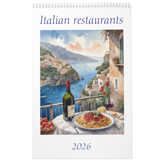 Original Watercolor Italian Restaurant 2026 Calendar (Cover)