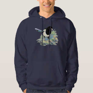 Original Watercolor Magpie Garden Bird Hoodie