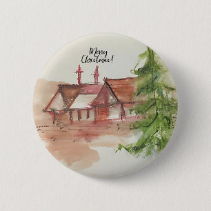 Original watercolor sketch 2 inch round button