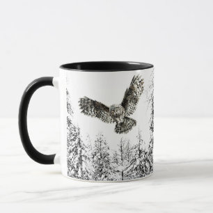 Original Watercolor Striking or Hunting Owl Bird Mug