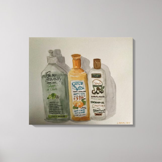 Original Watercolor Toiletries Canvas Print (Front)