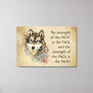 Original Watercolor Wolf & Pack Family Quote Canvas Print