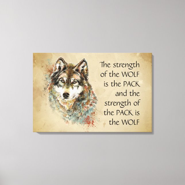 Original Watercolor Wolf & Pack Family Quote Canvas Print (Front)