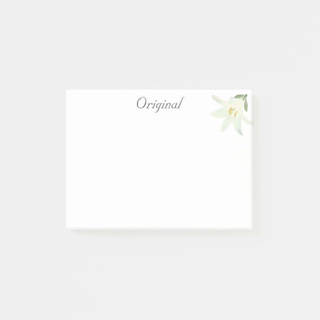 Original White Amaryllis Flower on White Post-it Notes (Front)