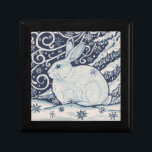 Original Winter Christmas Rabbit Blue & White Gift Box<br><div class="desc">My original,  copyrighted blue and white winter rabbit design is also great for Christmas,  on a variety of Zazzle products.</div>