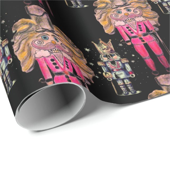 Original Wizard Nutcracker Soldiers Black Wrapping Paper (Roll Corner)
