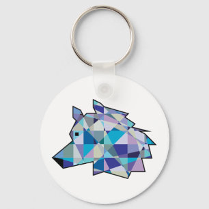 Original Wolf Head graphic art   Profile Wolf face Keychain