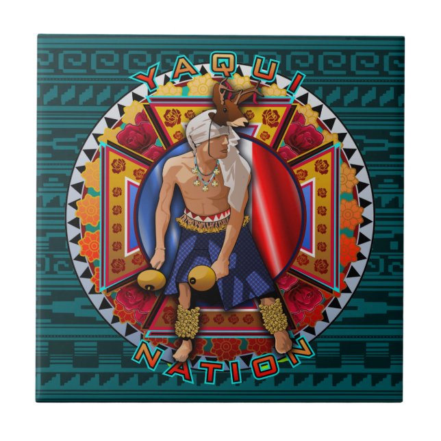 Original Yaqui Nation Deer Dancer Tile (Front)