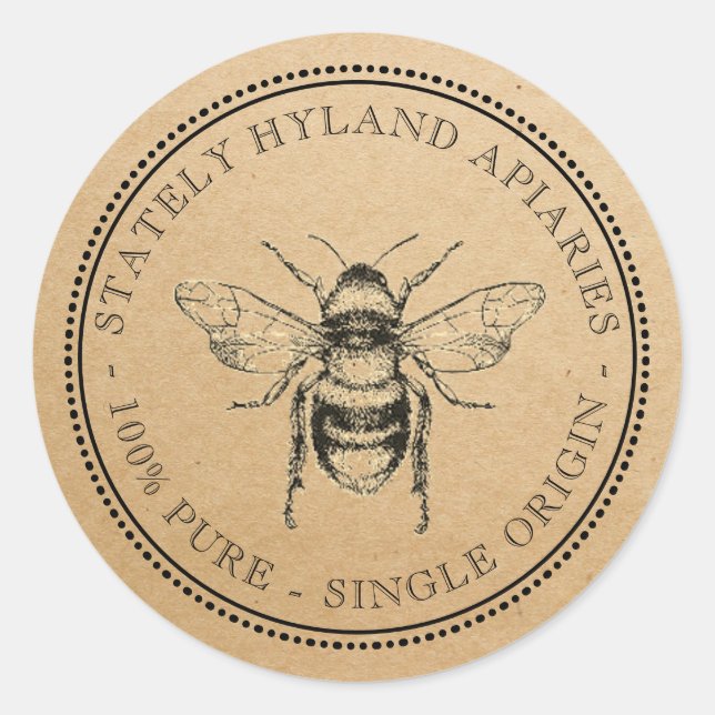 Origine unique Votre nom ici Kraft Miel Étiquette (Devant)