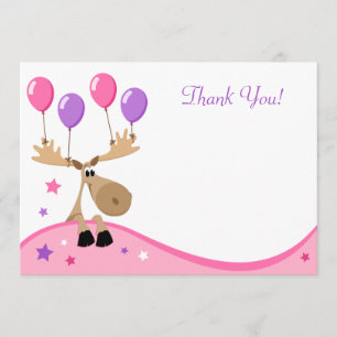 Orignaux avec le carte de remerciements plat girly