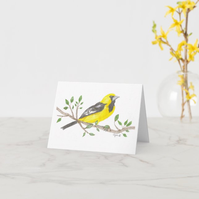 Oriole Inspirational Note Card (Yellow Flower)