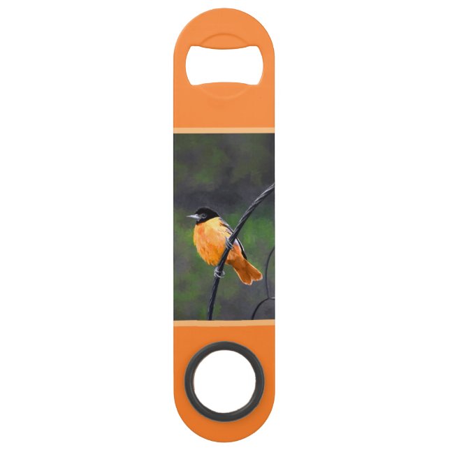 Oriole Painting - Original Bird Art Bar Key (Front)