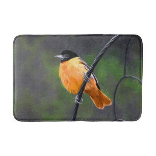 Oriole Painting - Original Bird Art Bath Mat